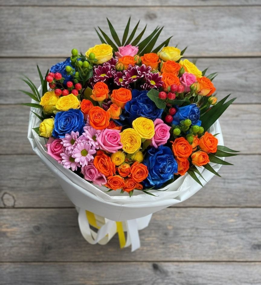 Букет цветов из: Розы и Хризантемы в Поселок имени Тельмана