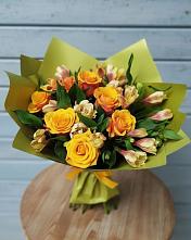 Букет цветов из:  Альстромерии и Розы в Поселок имени Тельмана