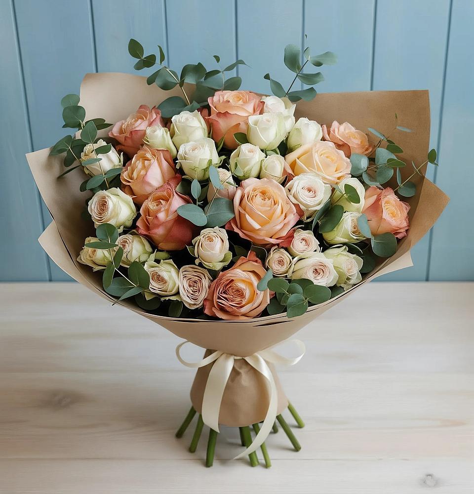 Букет цветов из: Альстромерии и Розы в Поселок имени Тельмана