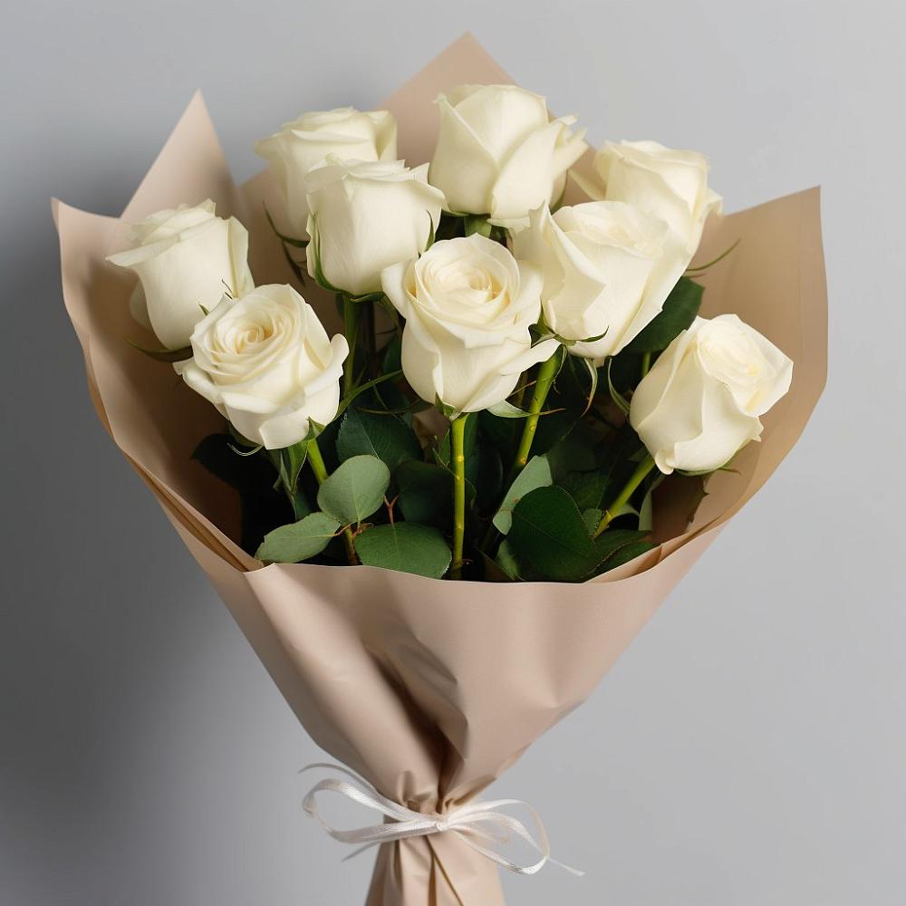 Букет 9 Белых роз Эдлесс Лав в Поселок имени Тельмана