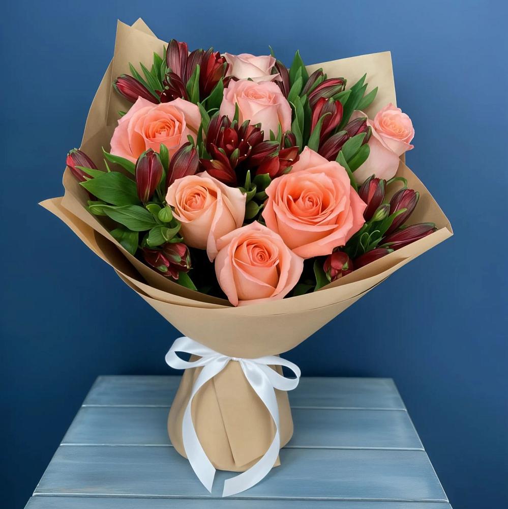 Букет цветов из: Розы и Альстромерии в Поселок имени Тельмана