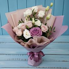 Букет цветов из:  Розы и Лизиантусы #REPLACE_PRED# Поселок имени Тельмана