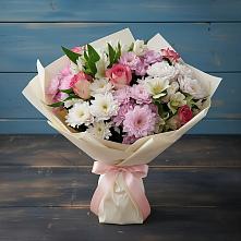 Букет цветов из:  Хризантемы, Альстромерии и Розы в Поселок имени Тельмана