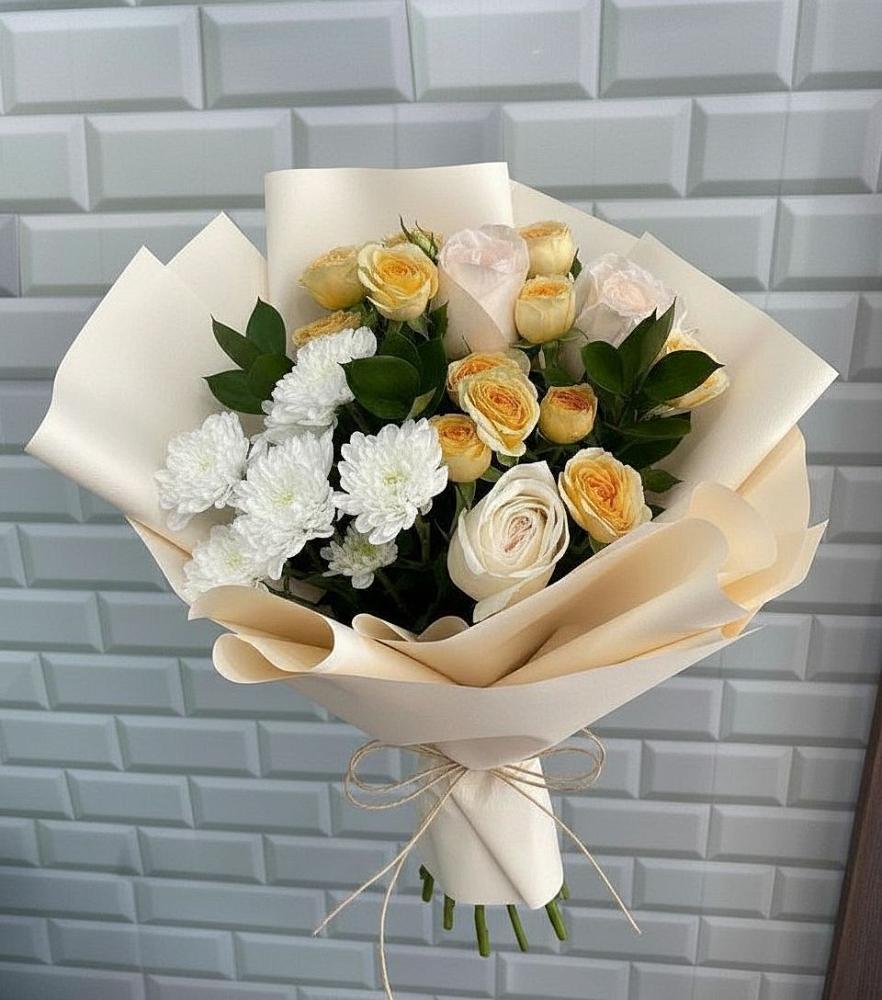 Букет цветов из: Розы и Хризантемы в Поселок имени Тельмана