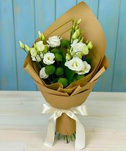 Букет цветов из:  Хризантемы и Лизиантусы в Поселок имени Тельмана