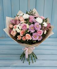 Букет цветов из:  Хризантемы, Розы и Альстромерии #REPLACE_PRED# Поселок имени Тельмана