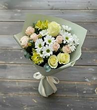 Букет цветов из:  Альстромерии, Розы и Хризантемы в Поселок имени Тельмана