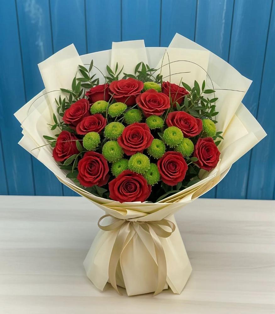 Букет цветов из: Розы и Хризантемы в Поселок имени Тельмана